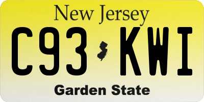 NJ license plate C93KWI