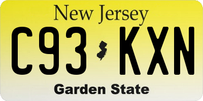 NJ license plate C93KXN