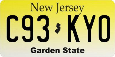 NJ license plate C93KYO