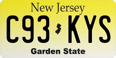 NJ license plate C93KYS