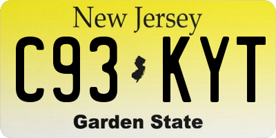 NJ license plate C93KYT