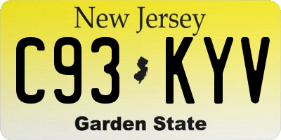 NJ license plate C93KYV