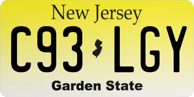 NJ license plate C93LGY