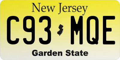 NJ license plate C93MQE