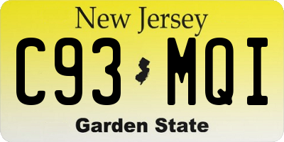 NJ license plate C93MQI