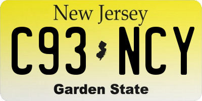 NJ license plate C93NCY