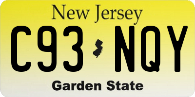 NJ license plate C93NQY