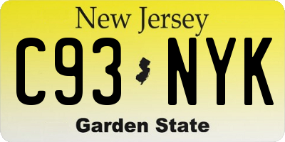 NJ license plate C93NYK