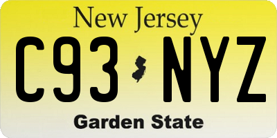 NJ license plate C93NYZ