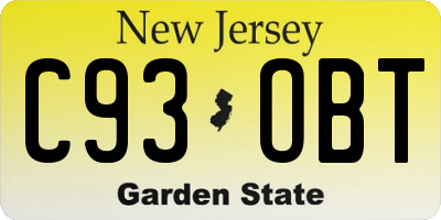 NJ license plate C93OBT