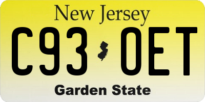 NJ license plate C93OET