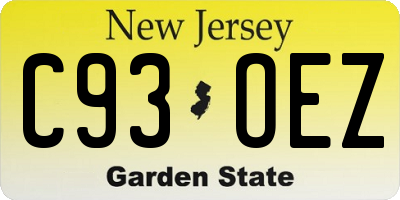 NJ license plate C93OEZ