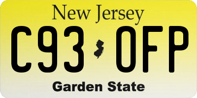 NJ license plate C93OFP