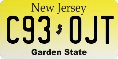 NJ license plate C93OJT