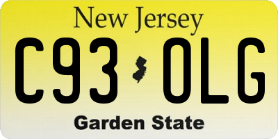 NJ license plate C93OLG