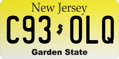 NJ license plate C93OLQ