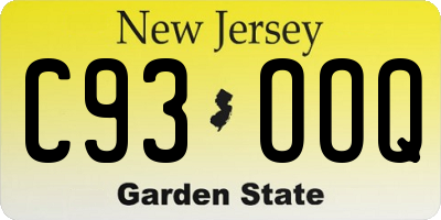 NJ license plate C93OOQ