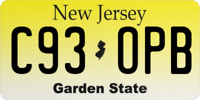 NJ license plate C93OPB