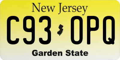 NJ license plate C93OPQ