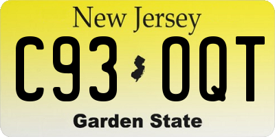 NJ license plate C93OQT