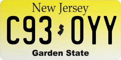 NJ license plate C93OYY