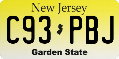 NJ license plate C93PBJ