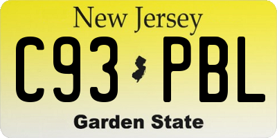 NJ license plate C93PBL