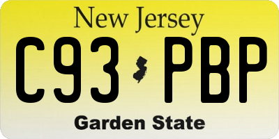 NJ license plate C93PBP