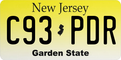 NJ license plate C93PDR