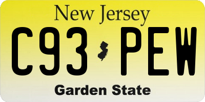 NJ license plate C93PEW