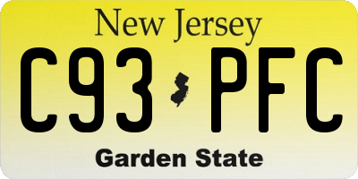 NJ license plate C93PFC