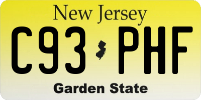 NJ license plate C93PHF