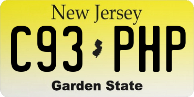 NJ license plate C93PHP