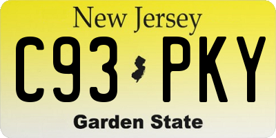 NJ license plate C93PKY