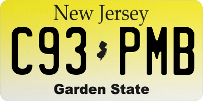 NJ license plate C93PMB