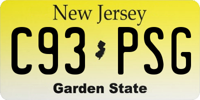 NJ license plate C93PSG