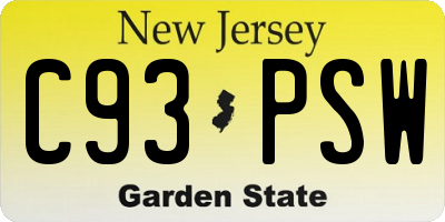 NJ license plate C93PSW
