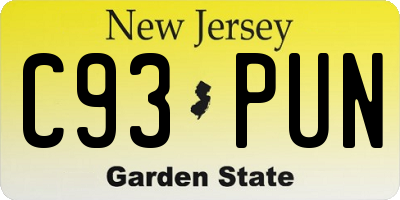 NJ license plate C93PUN