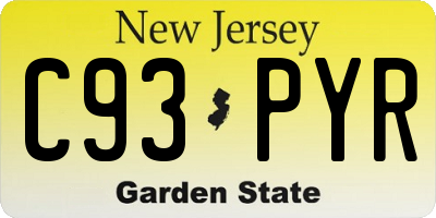 NJ license plate C93PYR