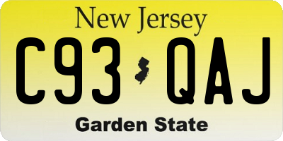 NJ license plate C93QAJ