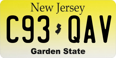 NJ license plate C93QAV