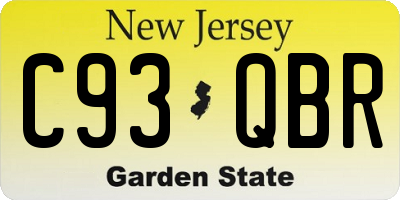 NJ license plate C93QBR