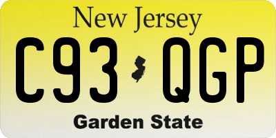 NJ license plate C93QGP