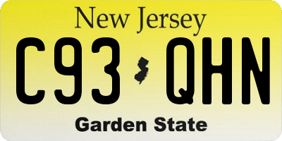 NJ license plate C93QHN