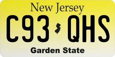 NJ license plate C93QHS