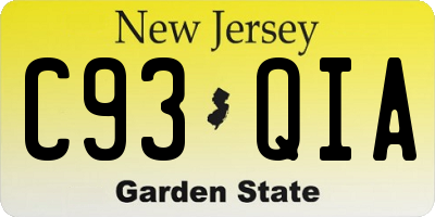 NJ license plate C93QIA
