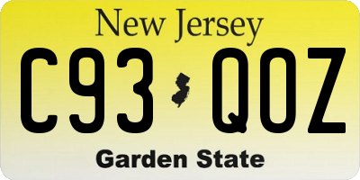 NJ license plate C93QOZ
