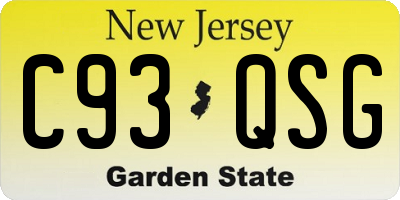 NJ license plate C93QSG