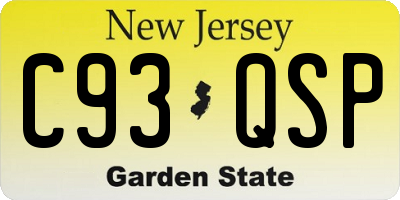 NJ license plate C93QSP