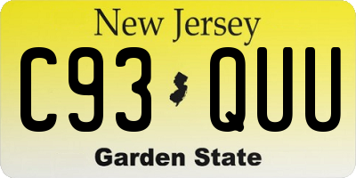 NJ license plate C93QUU